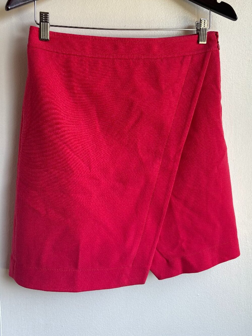 LOFT Red Wrap Front Mini Skirt Size 2